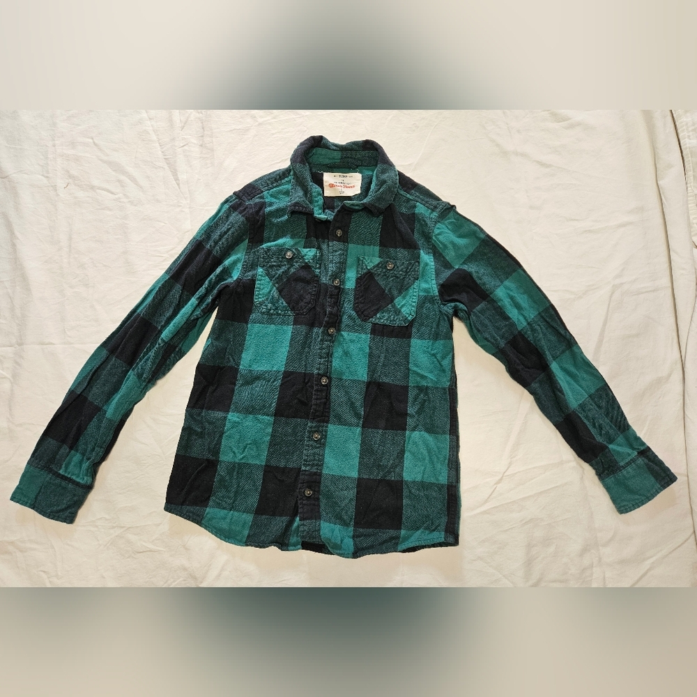SALE! Boy's Urban Pipeline Green and Navy Flannel (large)